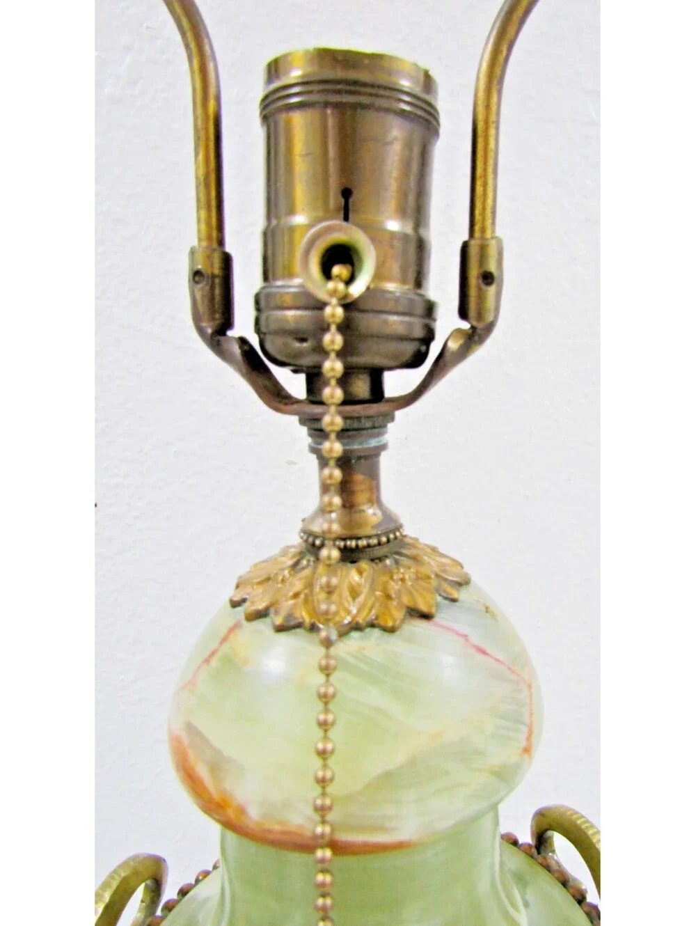 French Neoclassical Green Onyx Gilt Bronze Garland and Satyr Mounts Table Lamp
